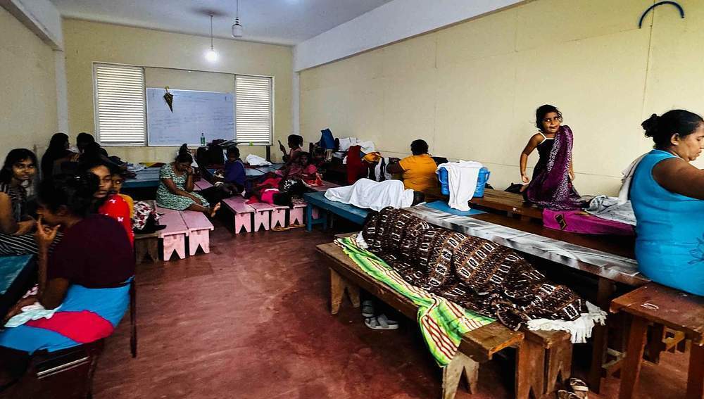 Notunterkunft in Sri Lanka nach Hochwasserkatastrophe
