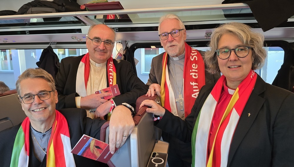 v.l.n.r.: Superintendent Wolfgang Rehner, Bischof Wilhelm Krautwaschl,  Bischof Josef Marketz, Superintendentin Andrea Mattioli