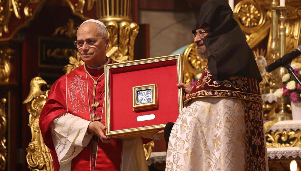 Papst Leo XIV. und armenisch-apostolischer Patriarch Sahag II. (Istanbul, 30.11.2025)